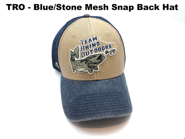 Team Rhino Outdoors Blue Stone Mesh Snapback Hat w/blue Lettering