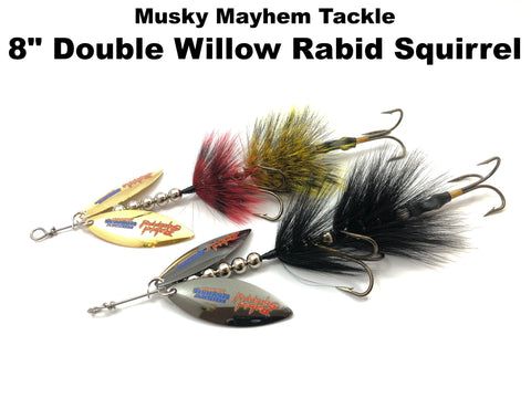 Musky Mayhem Tackle 8" Double WILLOW Rabid Squirrel