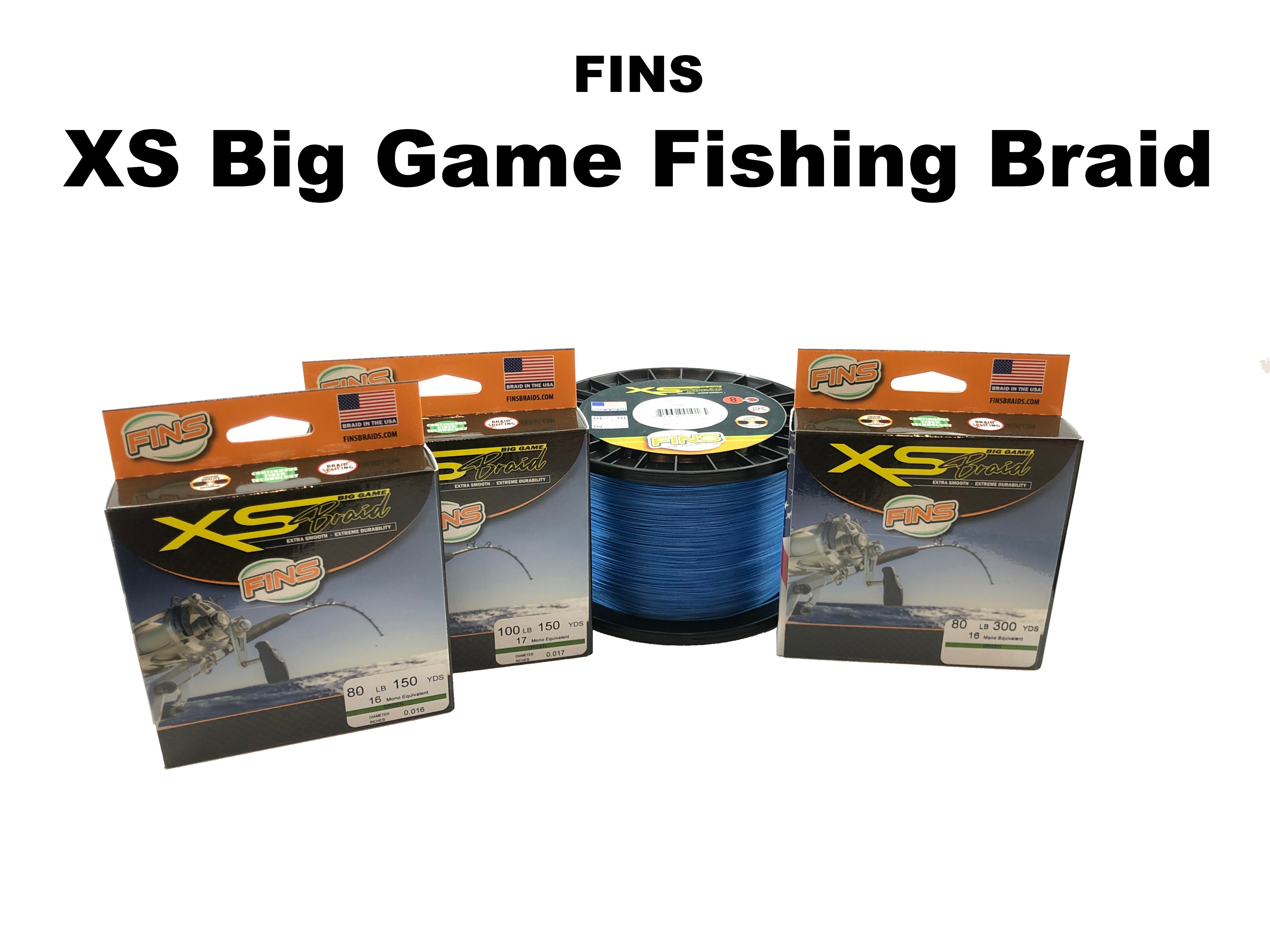 FINS Braids XS Big Game 60 to 100 pound – Ross's Sport Shop & Guide Service