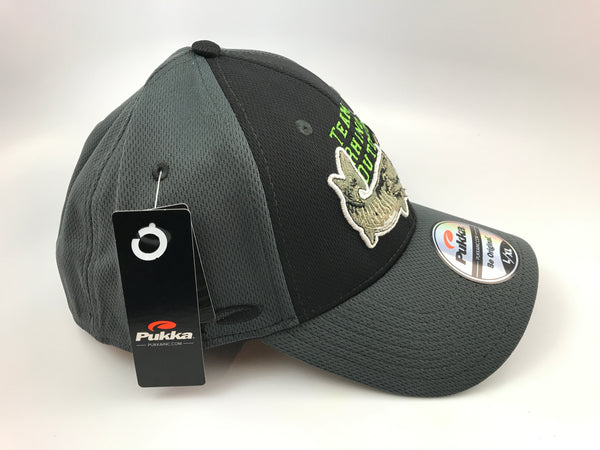 Team Rhino Outdoors Black/Charcoal/Lime Flex Fit Hat w/raised fish logo