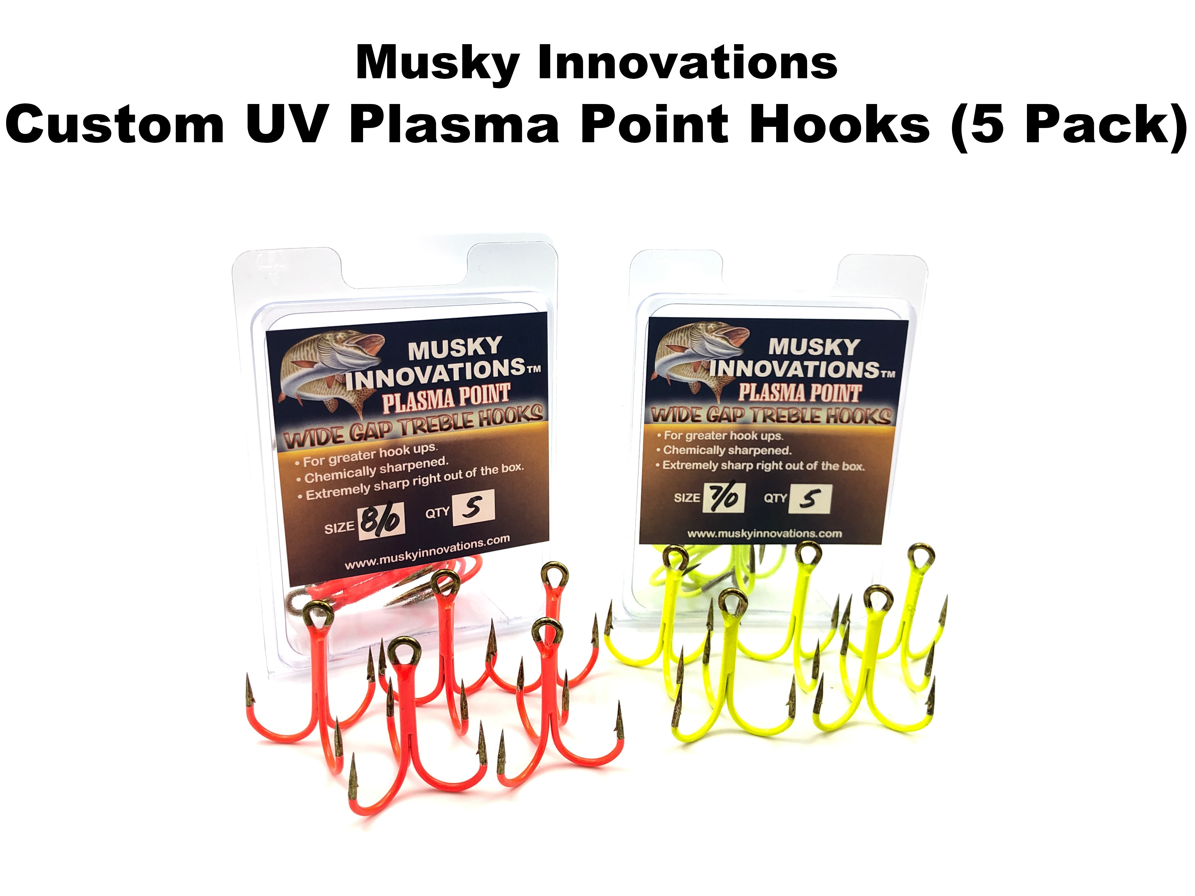 Musky Innovations Custom UV Plasma Point Hooks (5 Pack) – Team