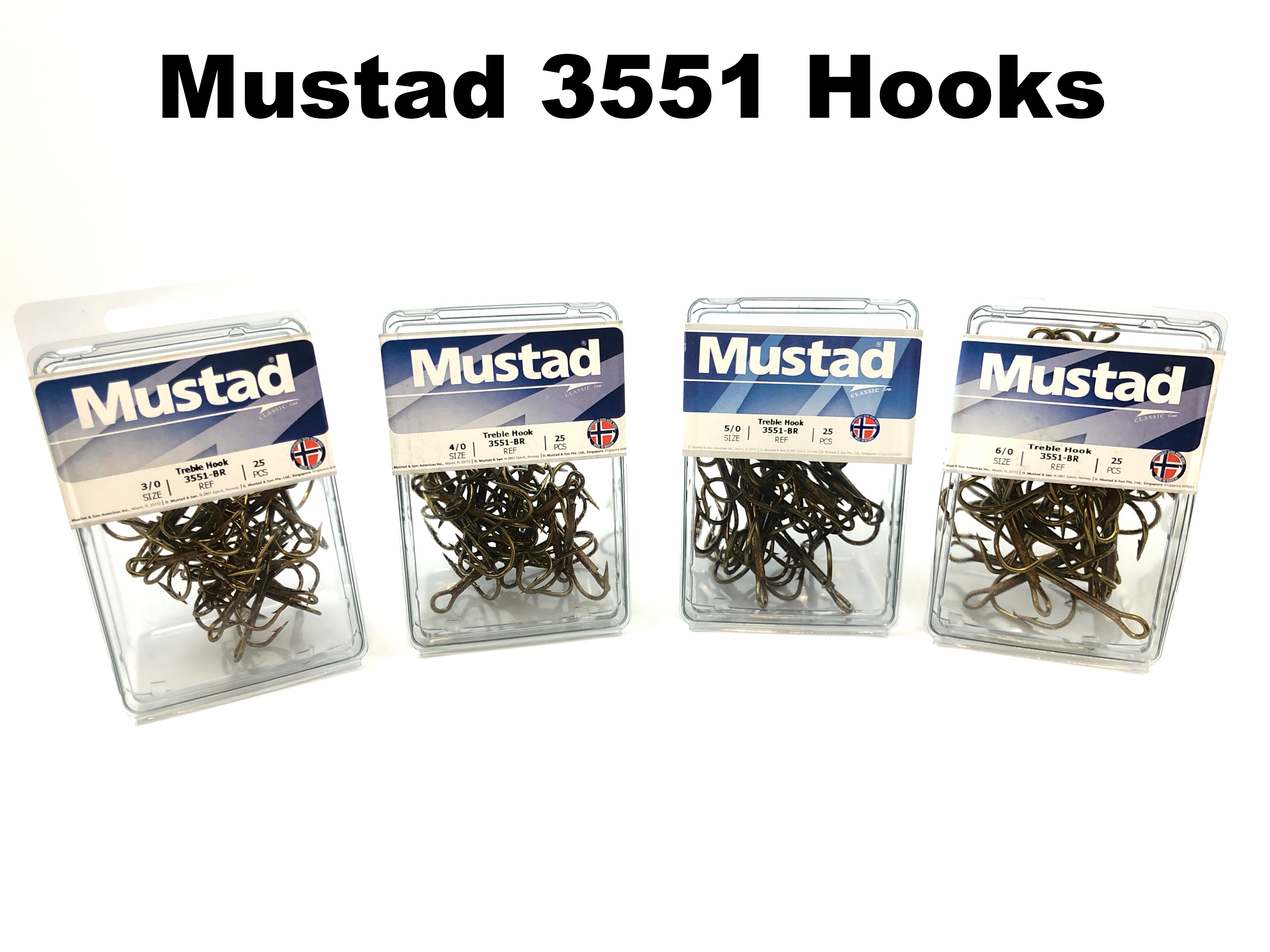 Mustad Treble Hooks 6/0 (25 pack) 3551-BR, Mustad