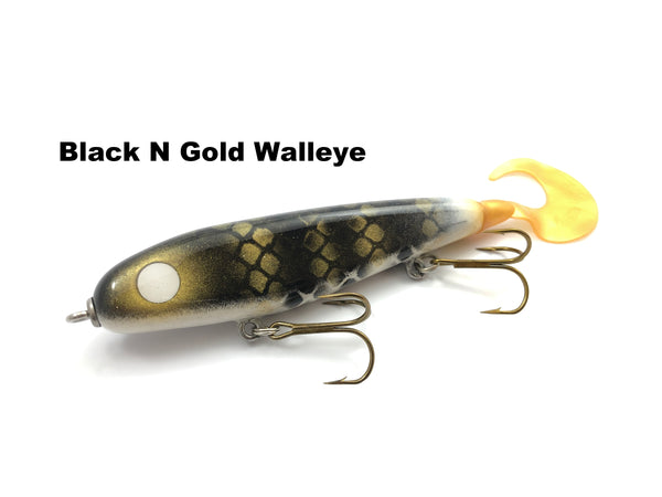 8.5 RWL Custom Black Gold Glidebait Jerkbait Musky Lure – Contino
