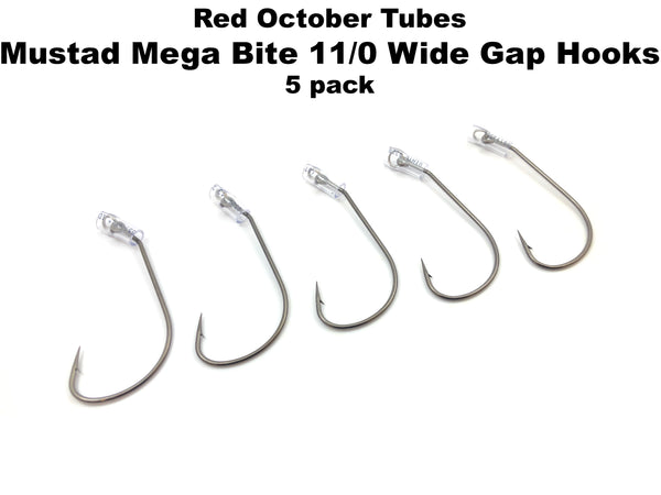 Red October Baits - Mustad Mega Bite 11/0 Wide Gap Hook (5 Pack)
