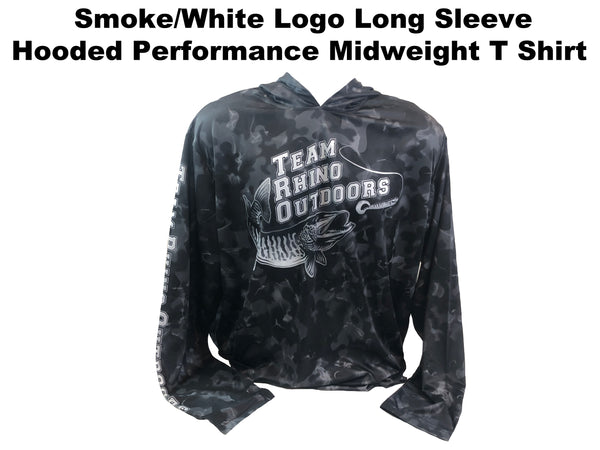 TRO - Black Smoke/White Logo Long Sleeve Hooded Performance Midweight 165G T