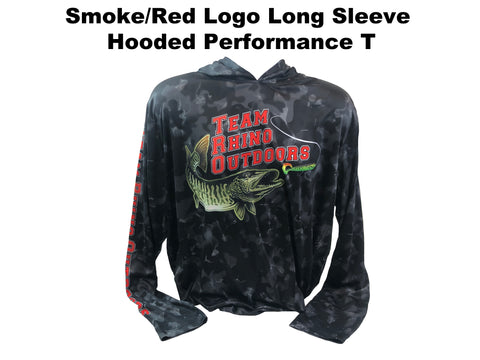 TRO - Black Smoke/Red Logo Long Sleeve HOODED Performance T