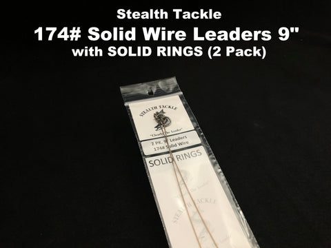 Stealth Tackle - 174# Solid Wire Leaders 9" with SOLID RINGS (2 Pack)ST174 9"Solid