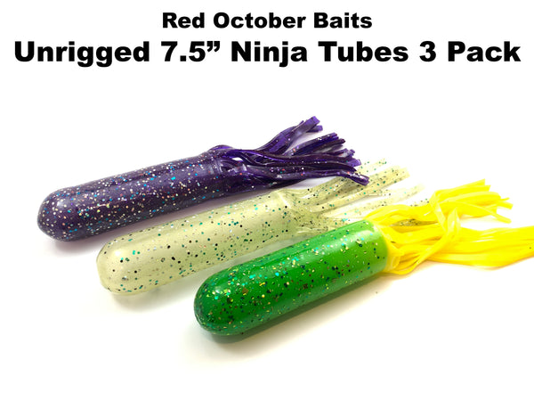 Red October Baits Unrigged 7.5" Ninja Tubes 3 Pack